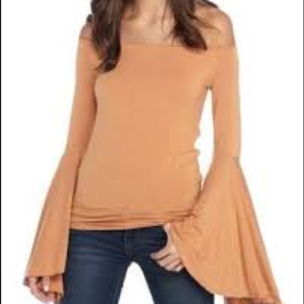 Free People Yellow Bell Sleeve Top - Picture 2 of 2